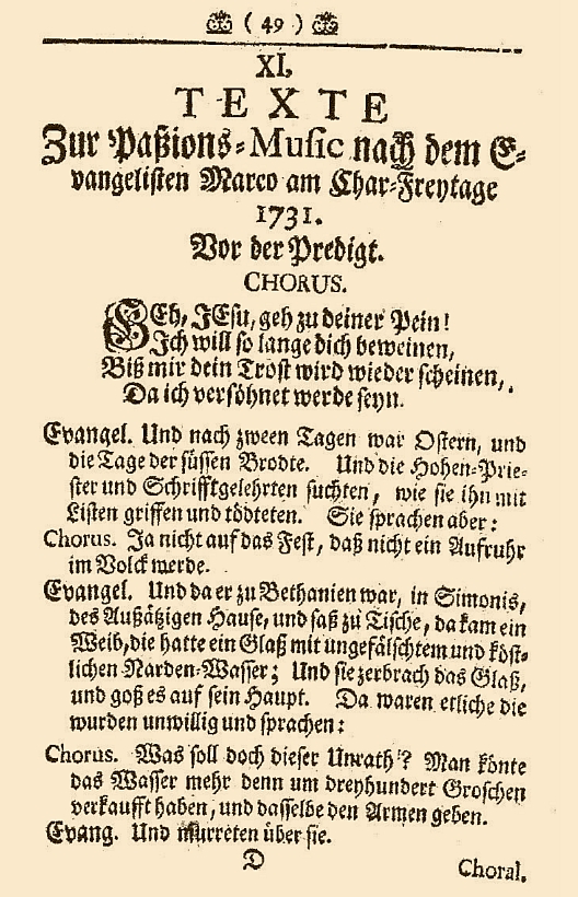 Bach Markus-Passion Text